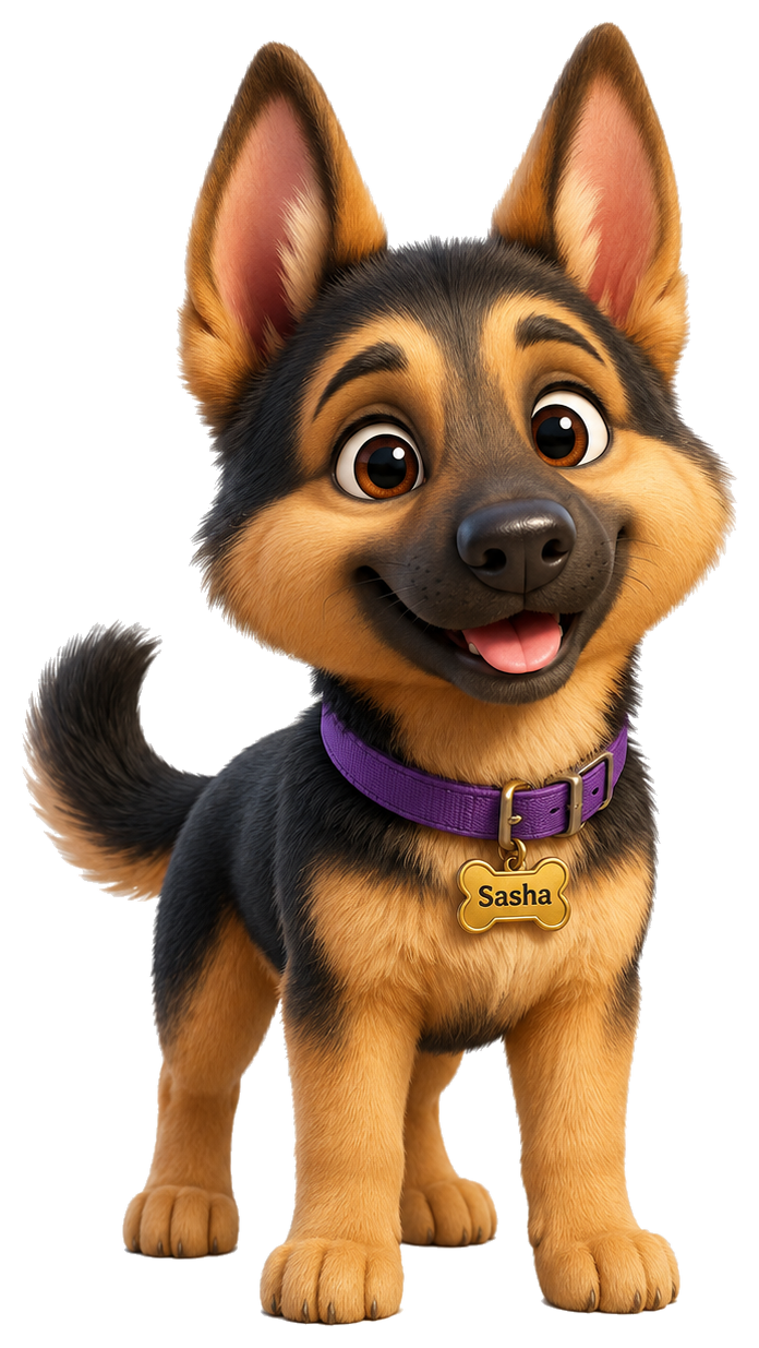Sasha the friendly German Shepherd welcoming you